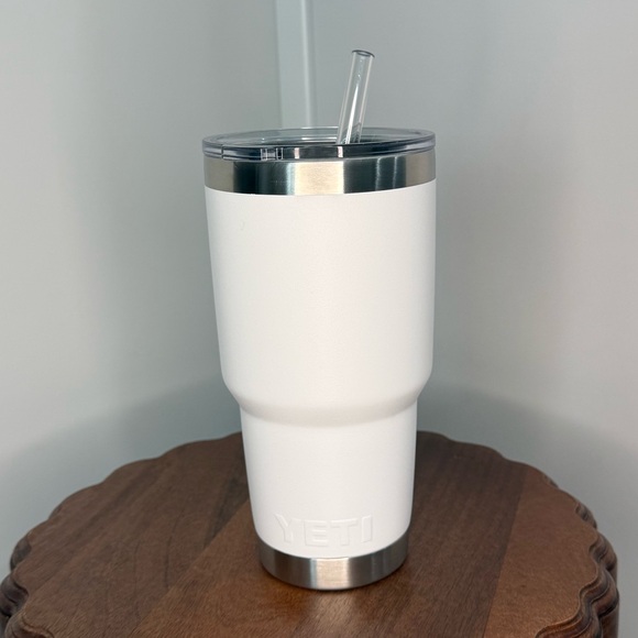 YETI White Insulated Tumbler with Straw - Picture 2 of 4
